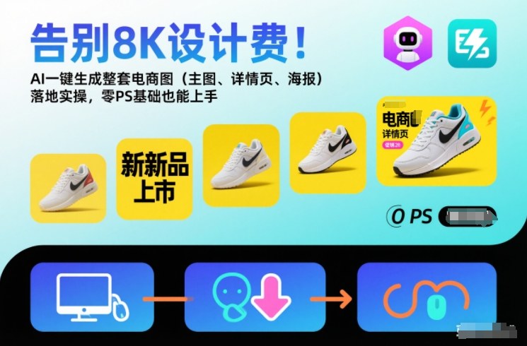 告别8K设计费！AI一键生成整套电商图(主图、详情页、海报)落地实操，零PS基础也能上手-校睿铺