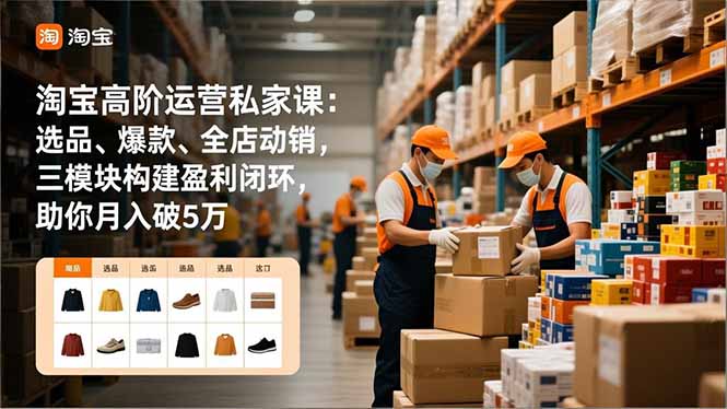 淘宝高阶运营私家课：选品、爆款、全店动销，三模块构建盈利闭环，助你月入破5万-校睿铺