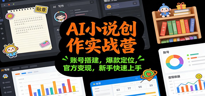 AI小说创作实战营：账号搭建，爆款定位，官方变现，新手快速上手-校睿铺