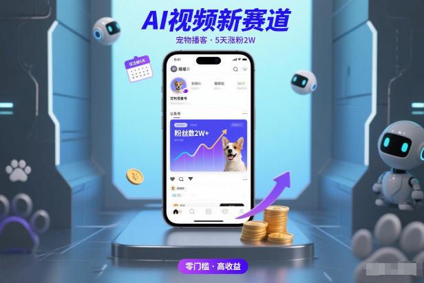 AI视频新赛道，宠物播客仅注册5天涨粉2W，收益非常可观-校睿铺