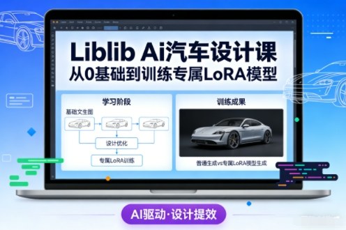 Liblib Ai汽车设计课，从0基础文生图，到教你训练专属设计和风格LoRA模型-校睿铺