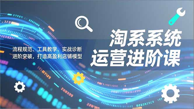 淘系系统运营进阶课2.0，流程规范、工具教学、实战诊断，进阶突破，打造高盈利店铺模型-校睿铺