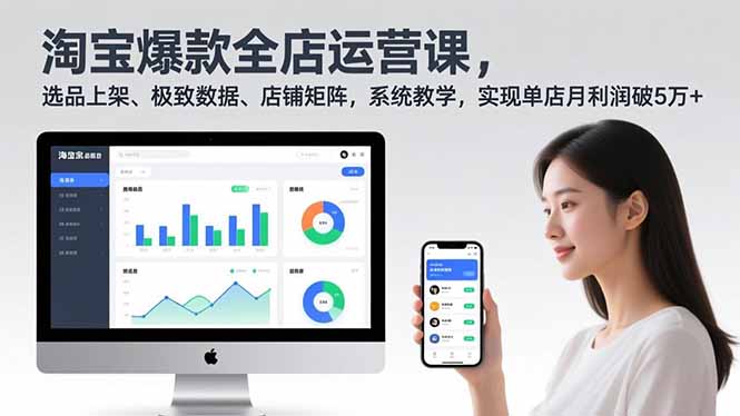 淘宝爆款全店运营课2.0，选品上架、极致数据、店铺矩阵，系统教学，实现单店月利润破5万+-校睿铺