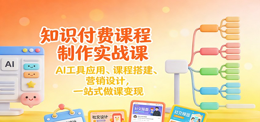 知识付费课程制作实战课：AI工具应用 、课程搭建、营销设计，一站式做课变现-校睿铺
