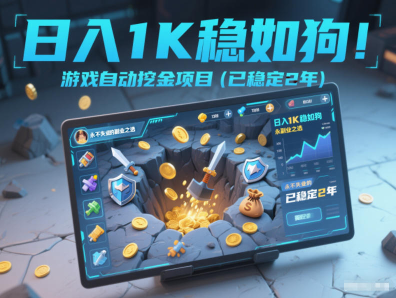 日入1K稳如狗！游戏自动挖金项目(已稳定2年)，永不失业的副业之选【揭秘】-校睿铺