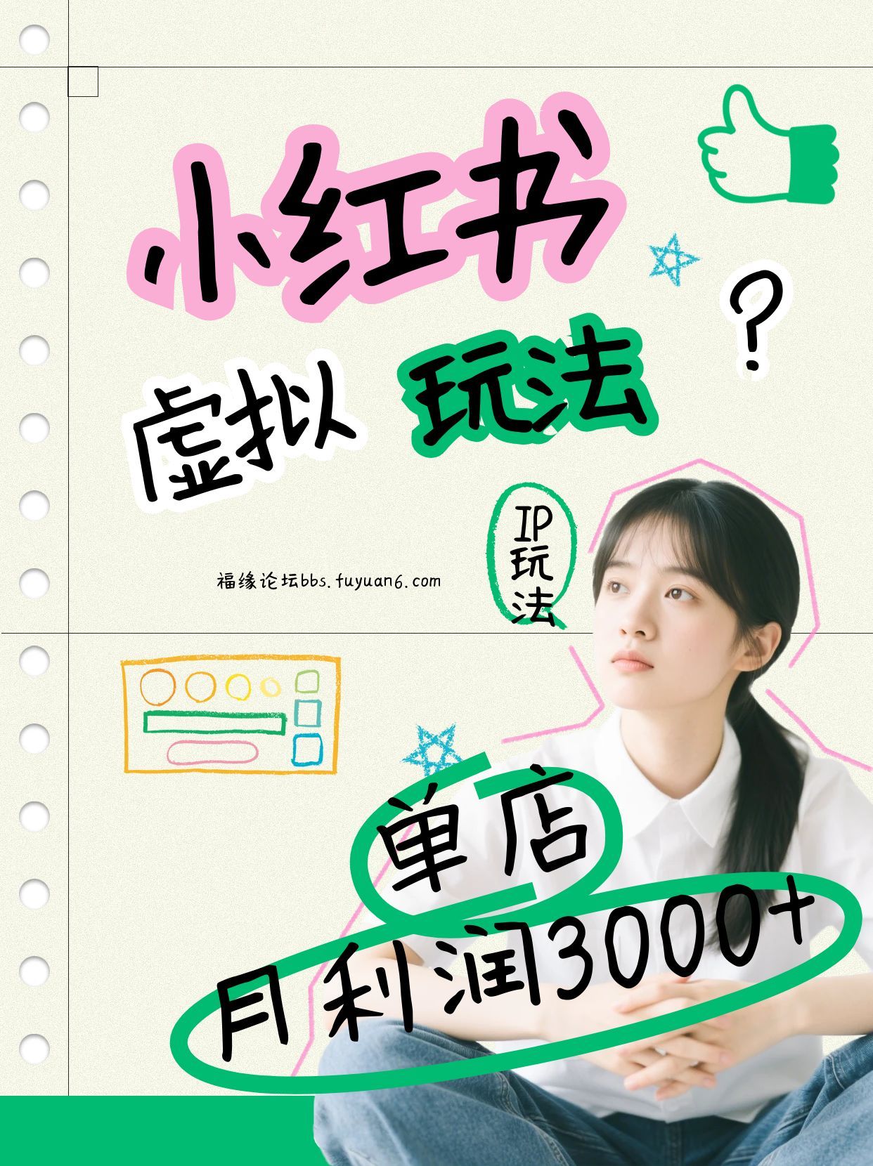 小红书虚拟玩法(铺货流和单品玩法)，单店月利润3000+，IP打法+原创商品(0违规)-校睿铺