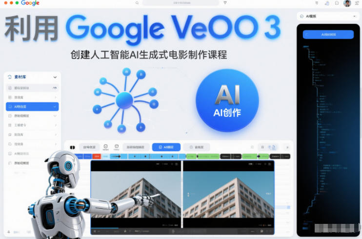 利l用Google Veo 3创建人工智能AI生成式电影制作课程，使用人工智能的力量创建令人惊叹的视频-校睿铺