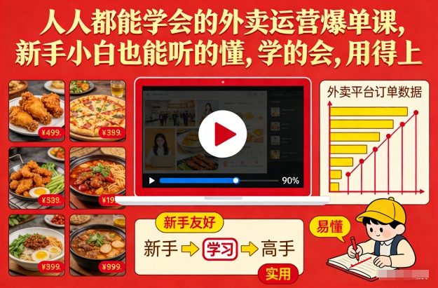 人人都能学会的外卖运营爆单课，新手小白也能听的懂，学的会，用得上-校睿铺