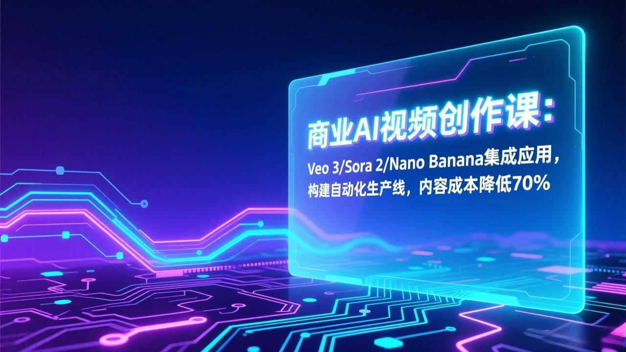 商业AI视频创作课：Veo 3/Sora 2/Nano Banana集成应用，构建自动化生产线，内容成本降低70%-校睿铺