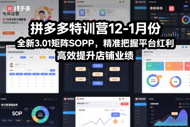 拼多多特训营12-1月份，全新3.01矩阵Sop，精准把握平台红利，高效提升店铺业绩-校睿铺
