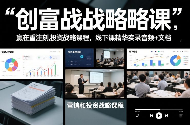 创富战略课，赢在重注时刻，营销和投资战略课程，线下课精华实录音频+文档-校睿铺