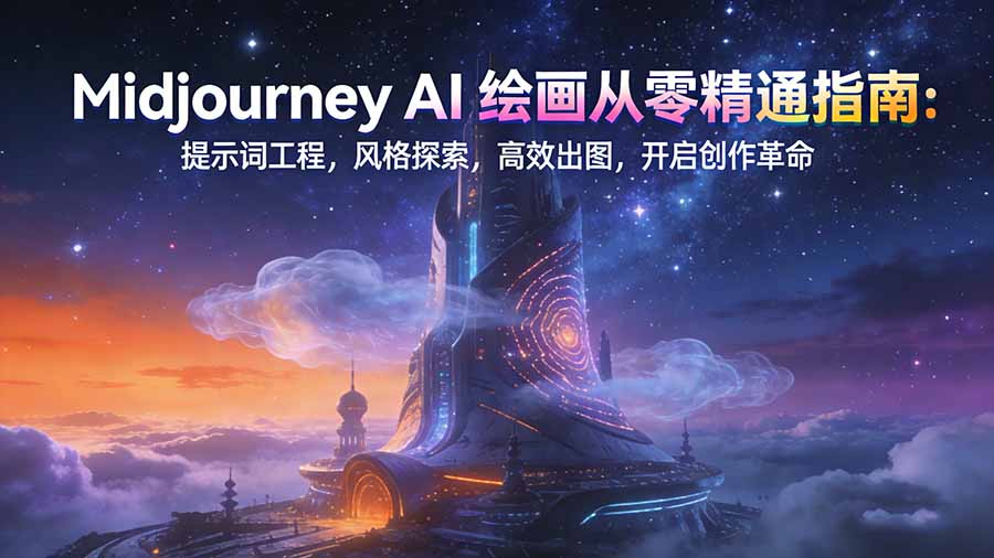 Midjourney AI绘画从零精通指南：提示词工程，风格探索，高效出图，开启创作革命-校睿铺