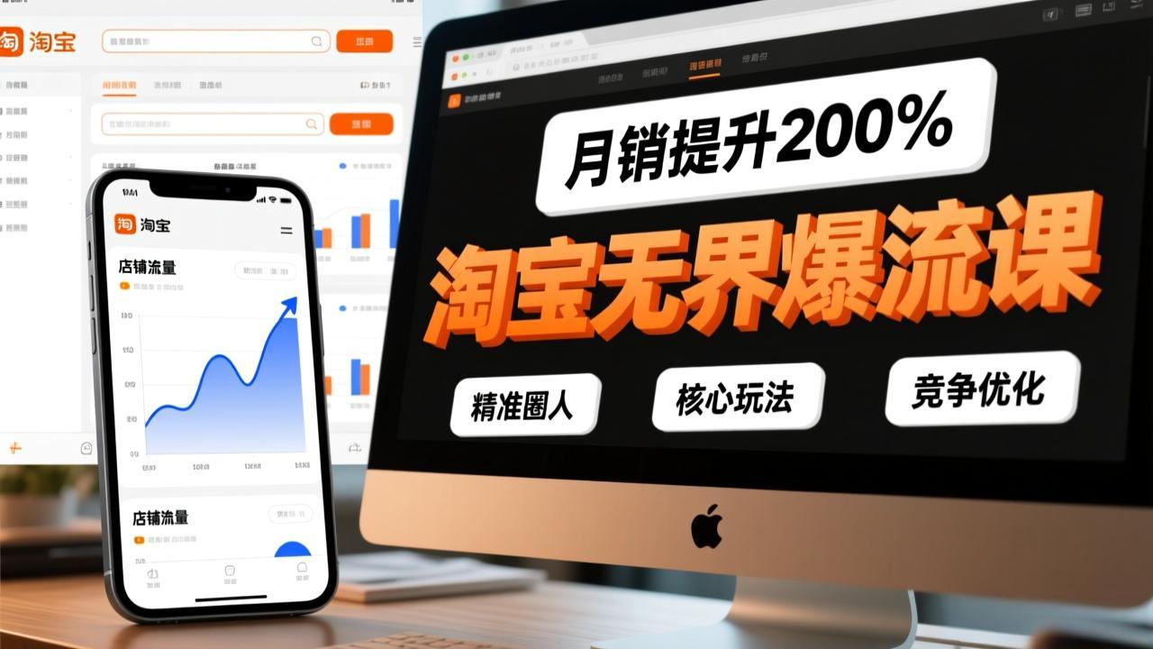 淘宝无界爆流课，精准圈人、核心玩法、竞争优化，快速引爆店铺流量，月销提升200%-校睿铺