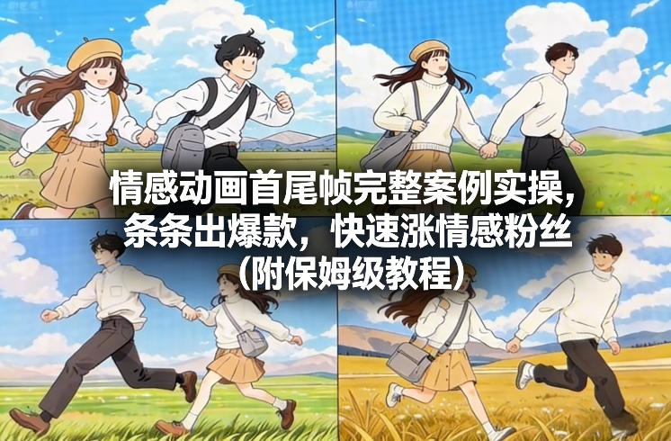 情感动画首尾帧完整案例实操，条条出爆款，快速涨情感粉丝(附保姆级教程)-校睿铺