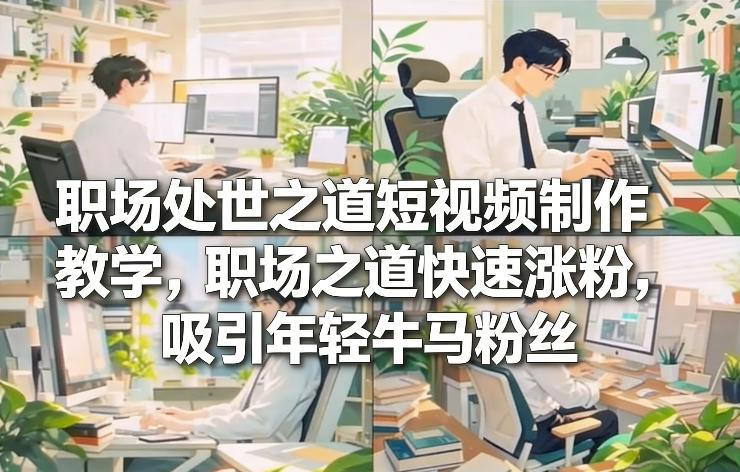 职场处世之道短视频制作教学，职场之道快速涨粉，吸引年轻牛马粉丝-校睿铺