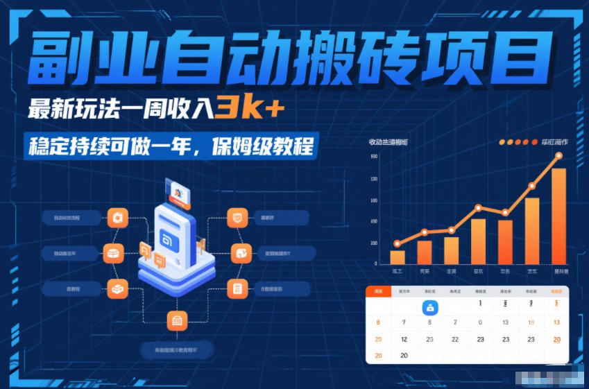 副业自动搬砖项目，最新玩法一周收入3k+，稳定持续可做一年，保姆级教程【揭秘】-校睿铺