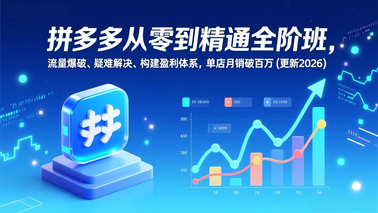 拼多多从零到精通全阶班，流量爆破、疑难解决，构建盈利体系，单店月销破百万(更新2026-校睿铺