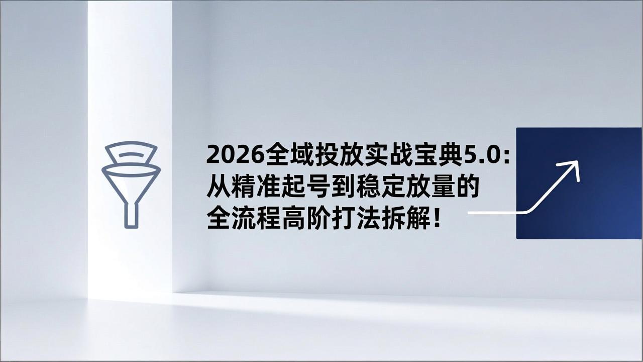 2026全域投放实战宝典5.0：从精准起号到稳定放量的全流程高阶打法拆解！-校睿铺