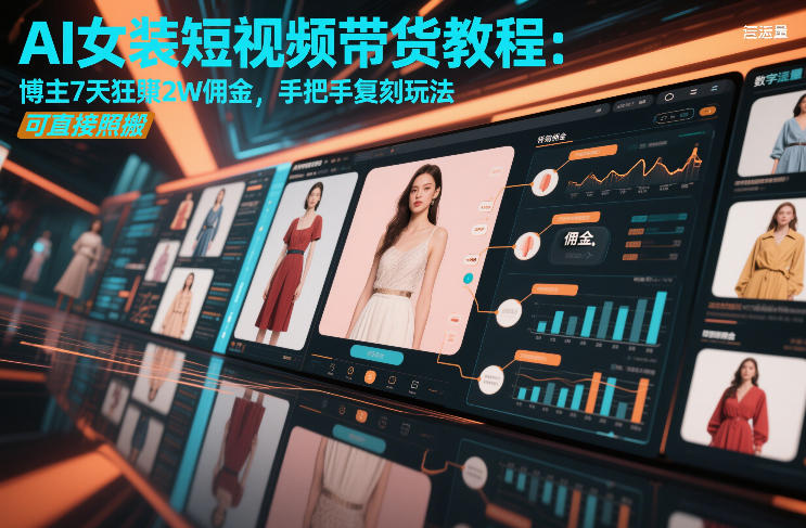 AI女装短视频带货教程：博主7天狂賺2W佣金，手把手复刻玩法，可直接照搬-校睿铺