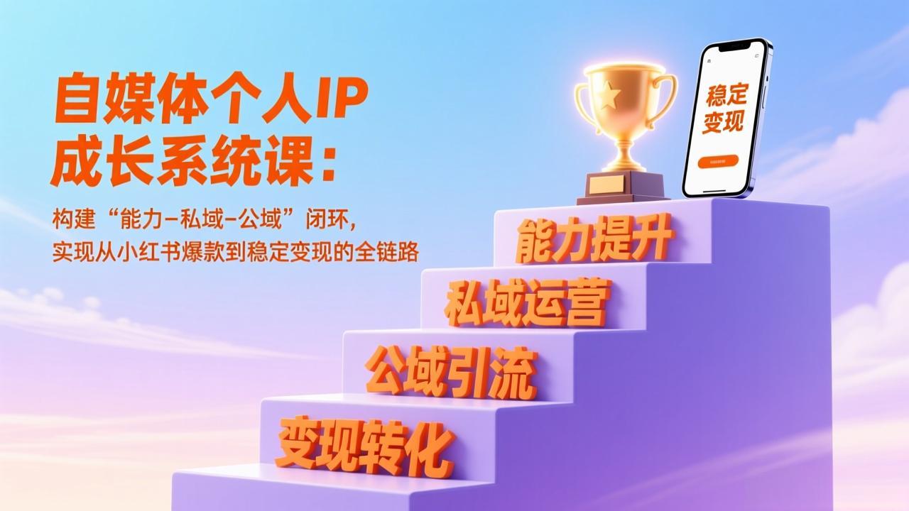 自媒体个人IP成长系统课：构建“能力-私域-公域”闭环，实现从小红书爆款到稳定变现的全链路-校睿铺