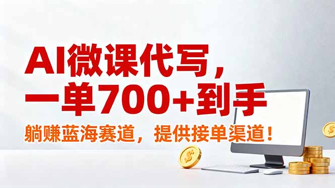 AI微课代写，一单700+到手，躺赚蓝海赛道，提供接单渠道！-校睿铺
