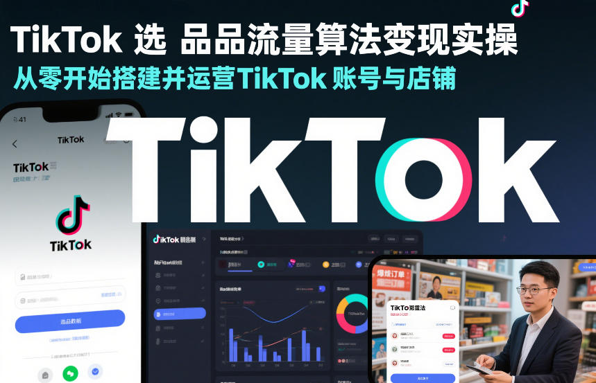 TikTok选品流量算法变现实操，从零开始搭建并运营TikTok账号与店铺-校睿铺