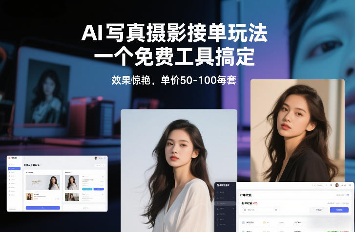 AI写真摄影接单玩法，一个免费工具搞定，效果惊艳，单价50-100每套-校睿铺