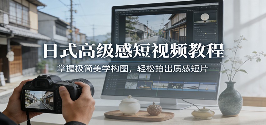 日式高级感短视频教程：掌握极简美学构图，轻松拍出质感短片-校睿铺