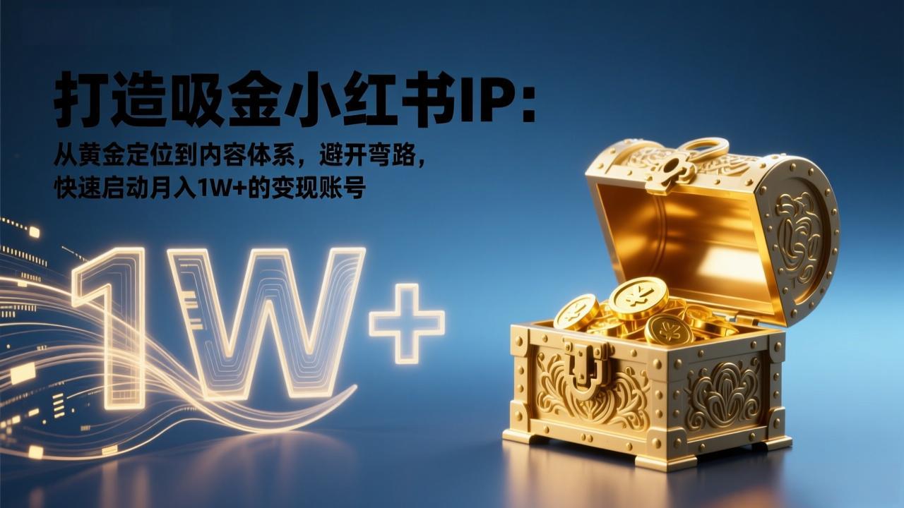 打造吸金小红书IP：从黄金定位到内容体系，避开弯路，快速启动月入1W+的变现账号-校睿铺