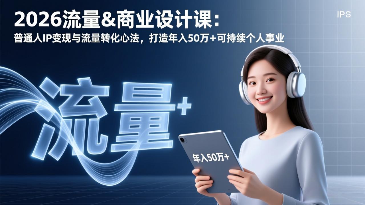 2026流量&商业设计课：普通人IP变现与流量转化心法，打造年入50万+可持续个人事业-校睿铺