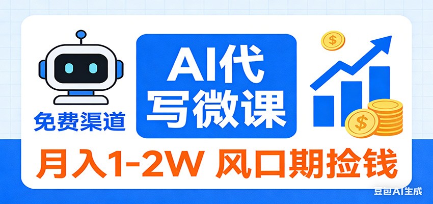 2026告别打工！AI 代写微课，提供免费渠道，月入 1-2W 风口期捡钱-校睿铺
