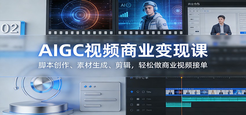 AIGC视频商业变现课：脚本创作、素材生成、剪辑，轻松做商业视频接单-校睿铺