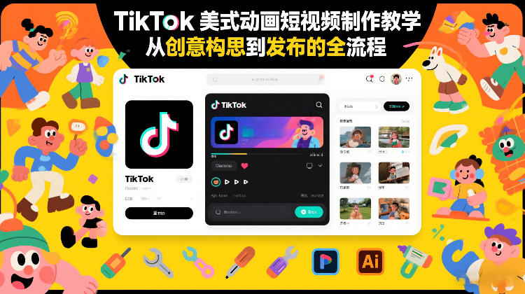 TikTok美式动画短视频制作教学，从创意构思到发布的全流程-校睿铺