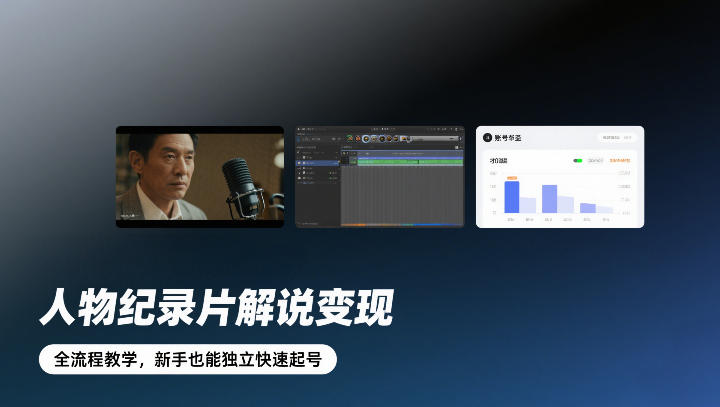 人物纪录片解说变现，全流程教学，新手也能独立快速起号-校睿铺