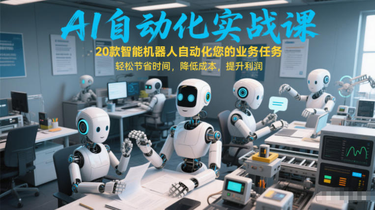 AI自动化实战课：20款智能机器人自动化您的业务任务，轻松节省时间，降低成本，提升利润-校睿铺