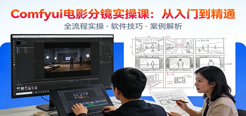 ComfyUI电影分镜实操课：分镜一致性，全流程AI视频制作，零基础也能做专业分镜-校睿铺