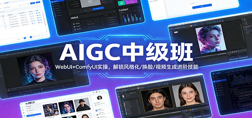 AIGC中级班：WebUI+ComfyUI实操，解锁风格化/换脸/视频生成进阶技能-校睿铺