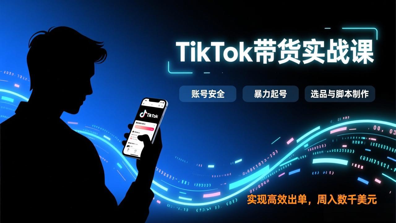 TikTok带货实战课，涵盖账号安全、暴力起号、选品与脚本制作，实现高效出单，周入数千美元-校睿铺