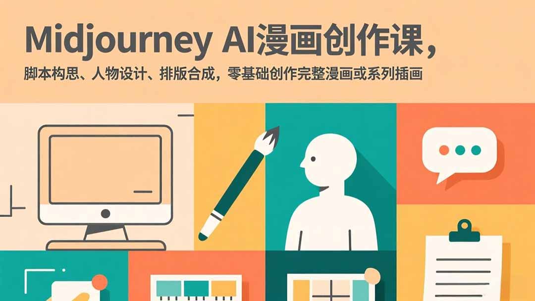 Midjourney AI漫画创作课，脚本构思、人物设计、排版合成，零基础创作完整漫画或系列插画-校睿铺