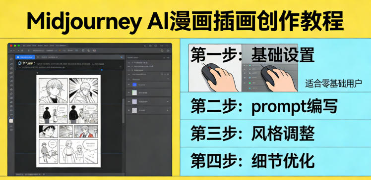 利用Midjourney AI人工智能轻松创作漫画插画教程，零基础创作完整漫画插画-校睿铺