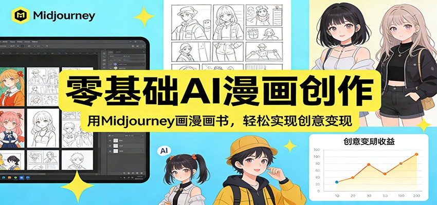 零基础AI漫画创作：用Midjourney画漫画书，轻松实现创意变现-校睿铺