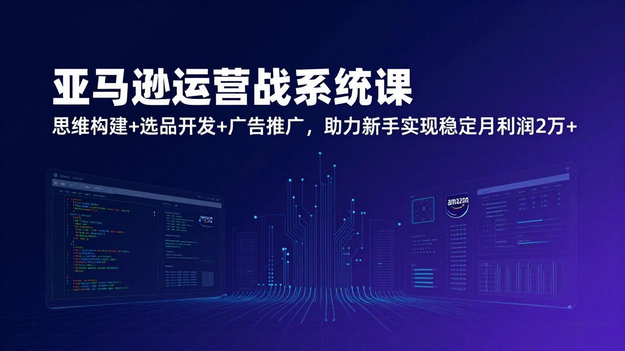 亚马逊运营实战系统课，思维构建+选品开发+广告推广，助力新手实现稳定月利润2万+(更新-校睿铺