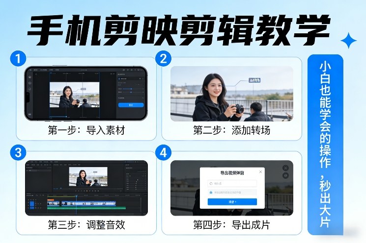 手机剪映剪辑教学，小白也能学会的操作，秒出大片-校睿铺