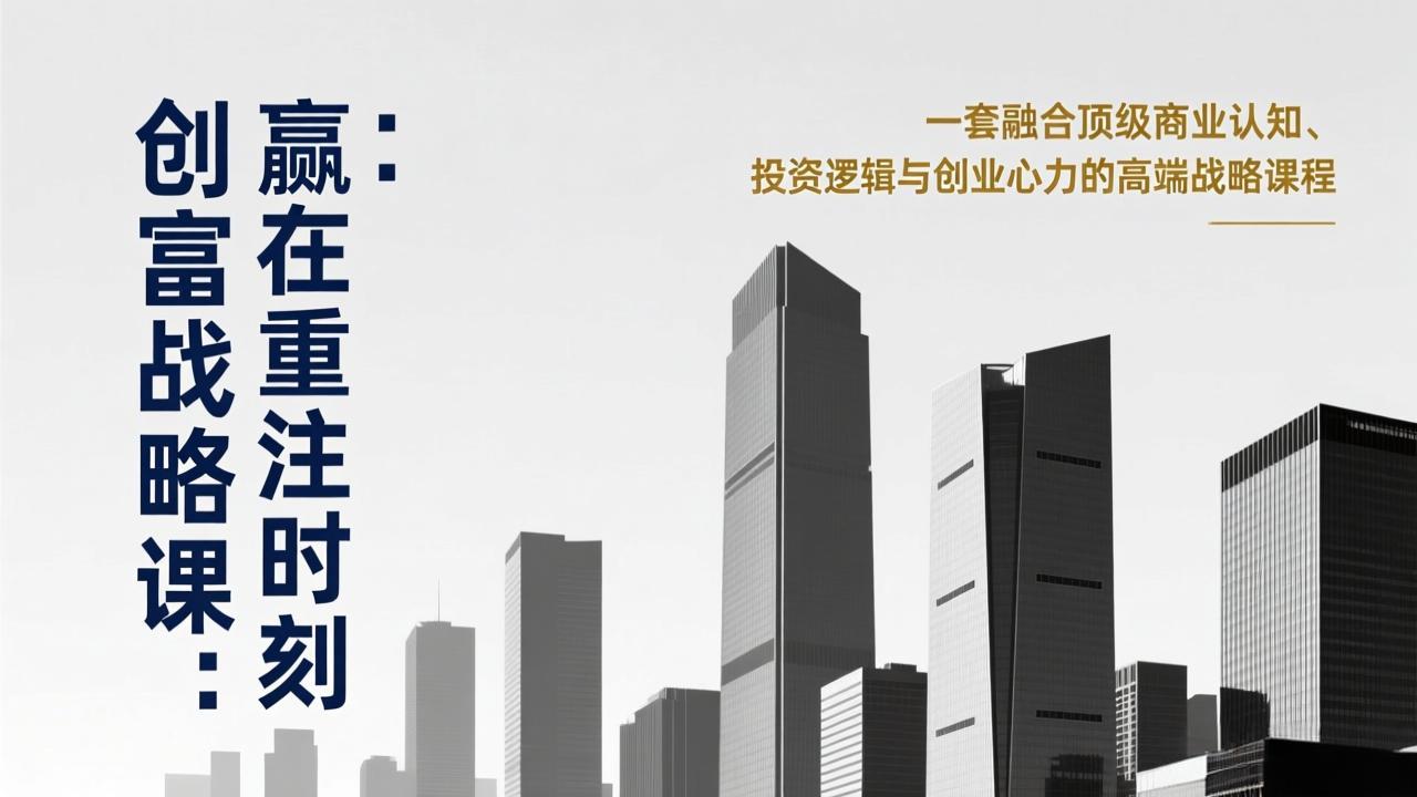 《创富战略课：赢在重注时刻》一套融合顶级商业认知、投资逻辑与创业心力的高端战略课程-校睿铺