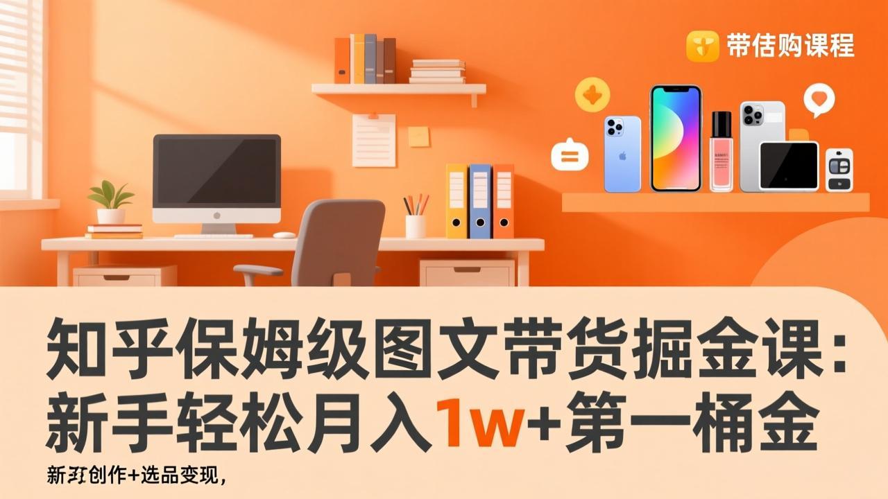 知乎保姆级图文带货掘金课：账号打造+爆文创作+选品变现，新手轻松月入1w+第一桶金-校睿铺