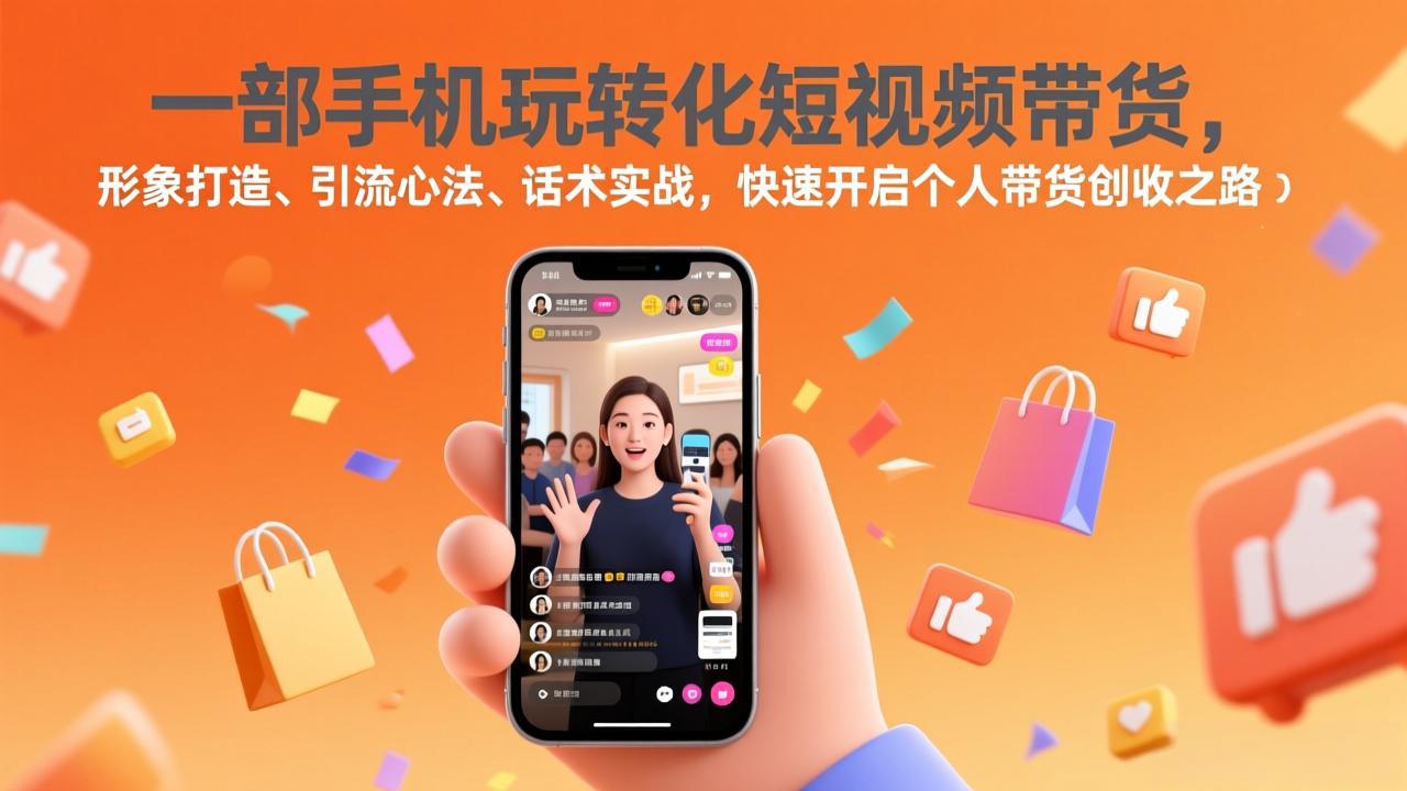 一部手机玩转化短视频带货，形象打造、引流心法、话术实战，快速开启个人带货创收之路-校睿铺