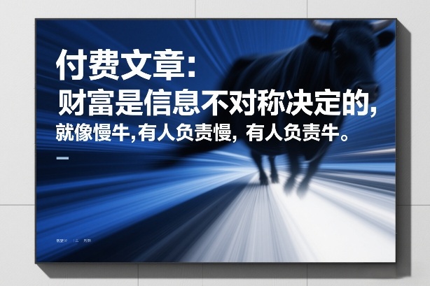 付费文章：财富是信息不对称决定的，就像慢牛，有人负责慢，有人负责牛-校睿铺