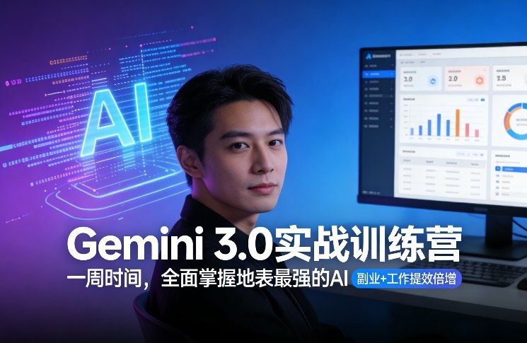 Gemini 3.0实战训练营，一周时间，全面掌握地表最强的AI，副业+工作提效倍增-校睿铺