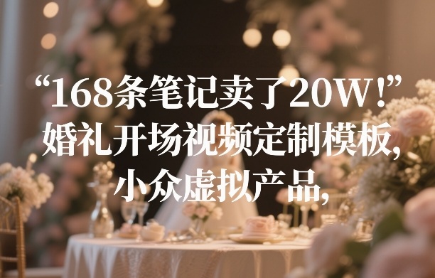 168条笔记卖了20W！婚礼开场视频定制模板，小众虚拟产品-校睿铺
