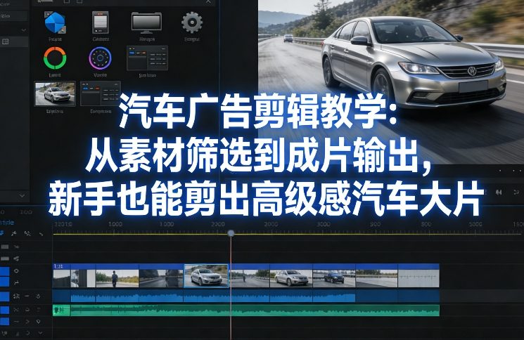 汽车广告剪辑教学：从素材筛选到成片输出，新手也能剪出高级感汽车大片-校睿铺